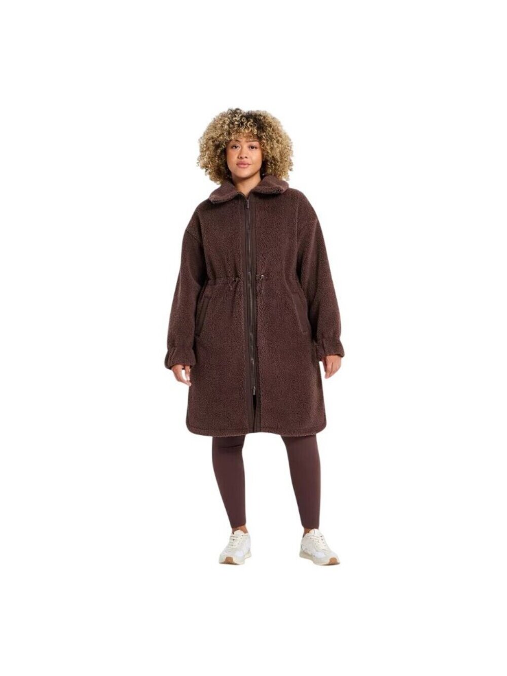 NEW All In Motion High-Pile Fleece Full-Zip Drawstring Jacket Coat Brown 2XL - Picture 3 of 12